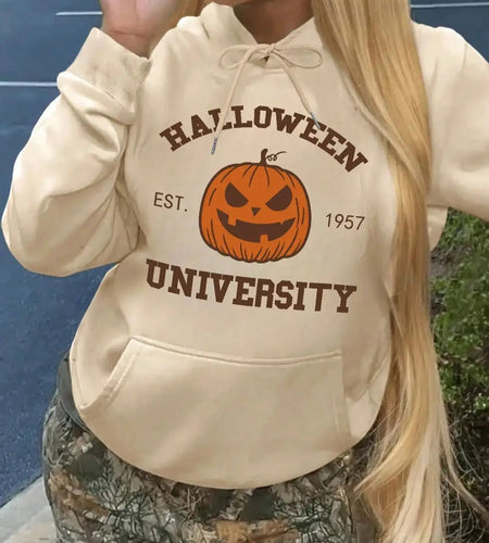 Vintage Halloween Hoodie Halloween Est 1957 Pullover Funny Halloween Town Fall Women Hoodies Pumpkin Halloween Winter Clothes