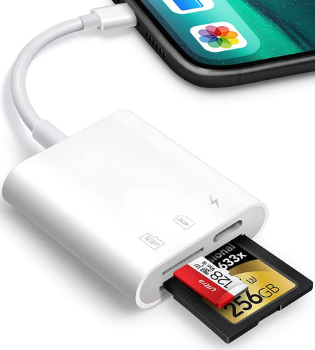 SD Card Reader for Iphone Ipad,Trail Game Camera Micro SD Card Reader Viewer,Slr Cameras SD Reader with Dual Slot,Photography Memory Card Adapter,Plug and Play