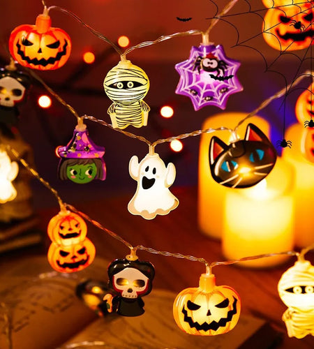 Halloween Lights Pumpkin Bat Spider Ghost Halloween String Lights Halloween Decorations Fairy Light Home Yard Window Decor