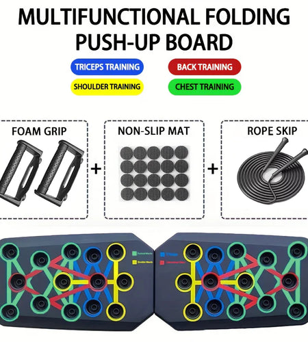 Portable Multifunctional Push-Up Board Set with Handles Foldable Fitness Equipment for Chest Abdomen Arms and Back Training