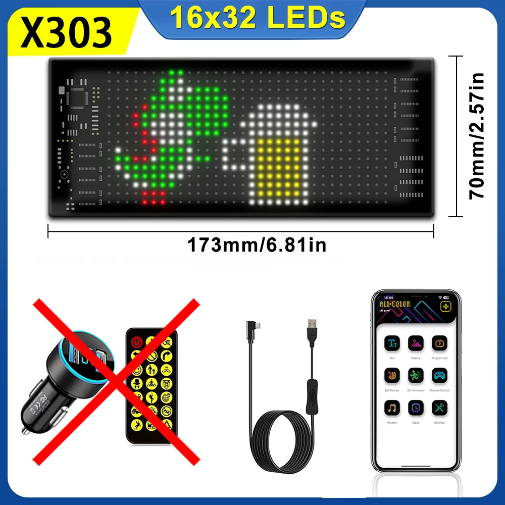LED Matrix Pixel Panel Flexible Addressable USB 5V RGB Pattern Graffiti Scrolling Text Animation Display Car Shop Bluetooth APP