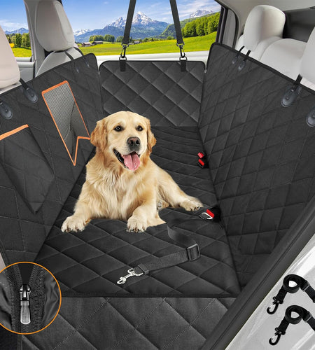 Dog Car Seat Cover for Back Seat, 100% Waterproof Dog Car Hammock with Mesh Window, Anti-Scratch Nonslip Durable Soft Pet Dog Seat Cover for Cars Trucks and SUV