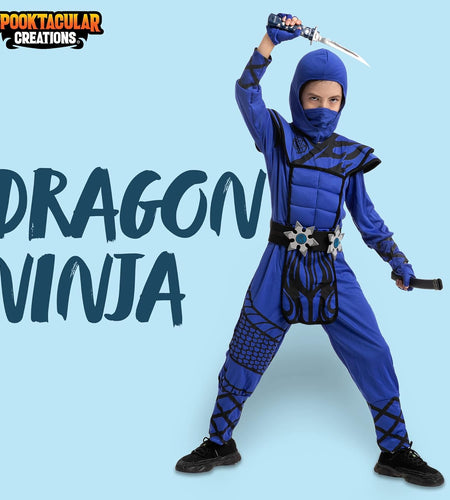 Dragon Scales Blue Ninja Costume Perfect for Halloween Parties, Ninja Themed Parties, Halloween Dress Up, Xmas Birthday Party
