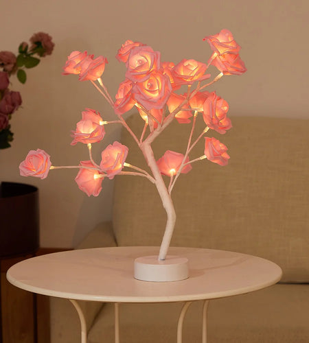 USB Battery Operated LED Table Lamp Rose Flower Bonsai Tree Night Lights Garland Bedroom Decoration Christmas Lights Home Decor