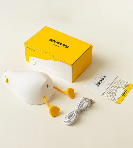 Lying Flat Duck Night Light Silicone Cute Light up Yellow Duck 3-Level Bedside Desk Touch Night Lamp Baby Kids Room Kawaii Decor
