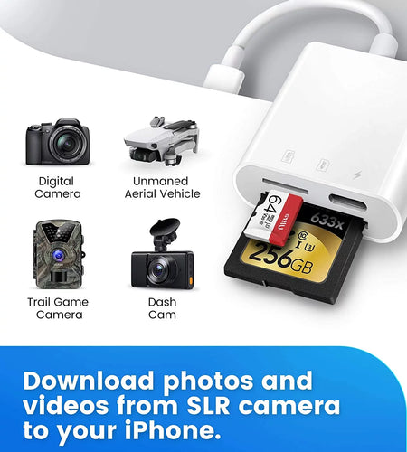 SD Card Reader for Iphone Ipad,Trail Game Camera Micro SD Card Reader Viewer,Slr Cameras SD Reader with Dual Slot,Photography Memory Card Adapter,Plug and Play