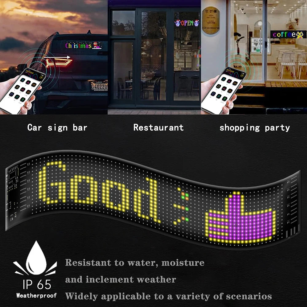 LED Matrix Pixel Panel Flexible Addressable USB 5V RGB Pattern Graffiti Scrolling Text Animation Display Car Shop Bluetooth APP
