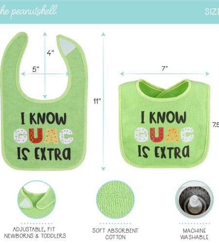 Cotton Baby Bibs for Girls or Boys, 8 Pack, Green, Blue, Yellow