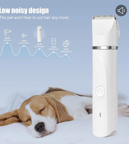 Dog Clippers , Dog Grooming Kit, Rechargeable Low Noise Cordless Pet Clippers with 4 Size Trimmer Head, Complete Set of Dog Grooming Tools for Dogs, Cats and Other Pets