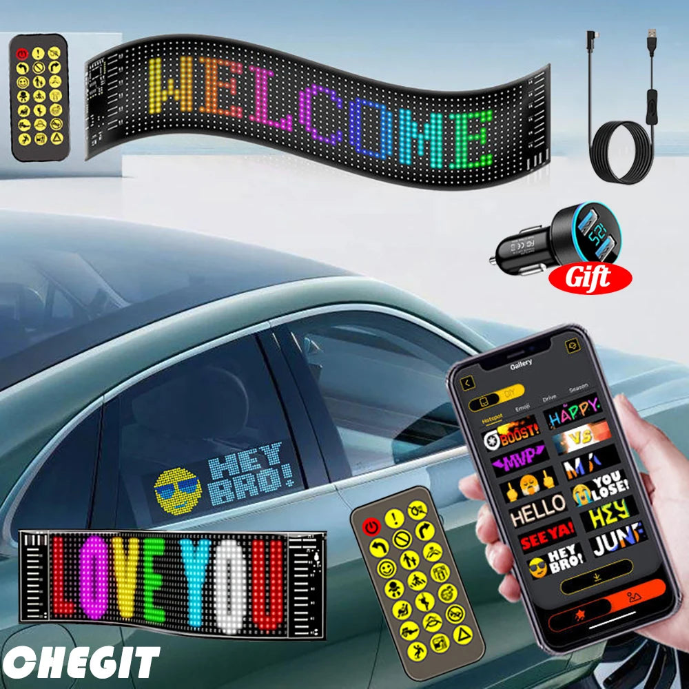 LED Matrix Pixel Panel Flexible Addressable USB 5V RGB Pattern Graffiti Scrolling Text Animation Display Car Shop Bluetooth APP