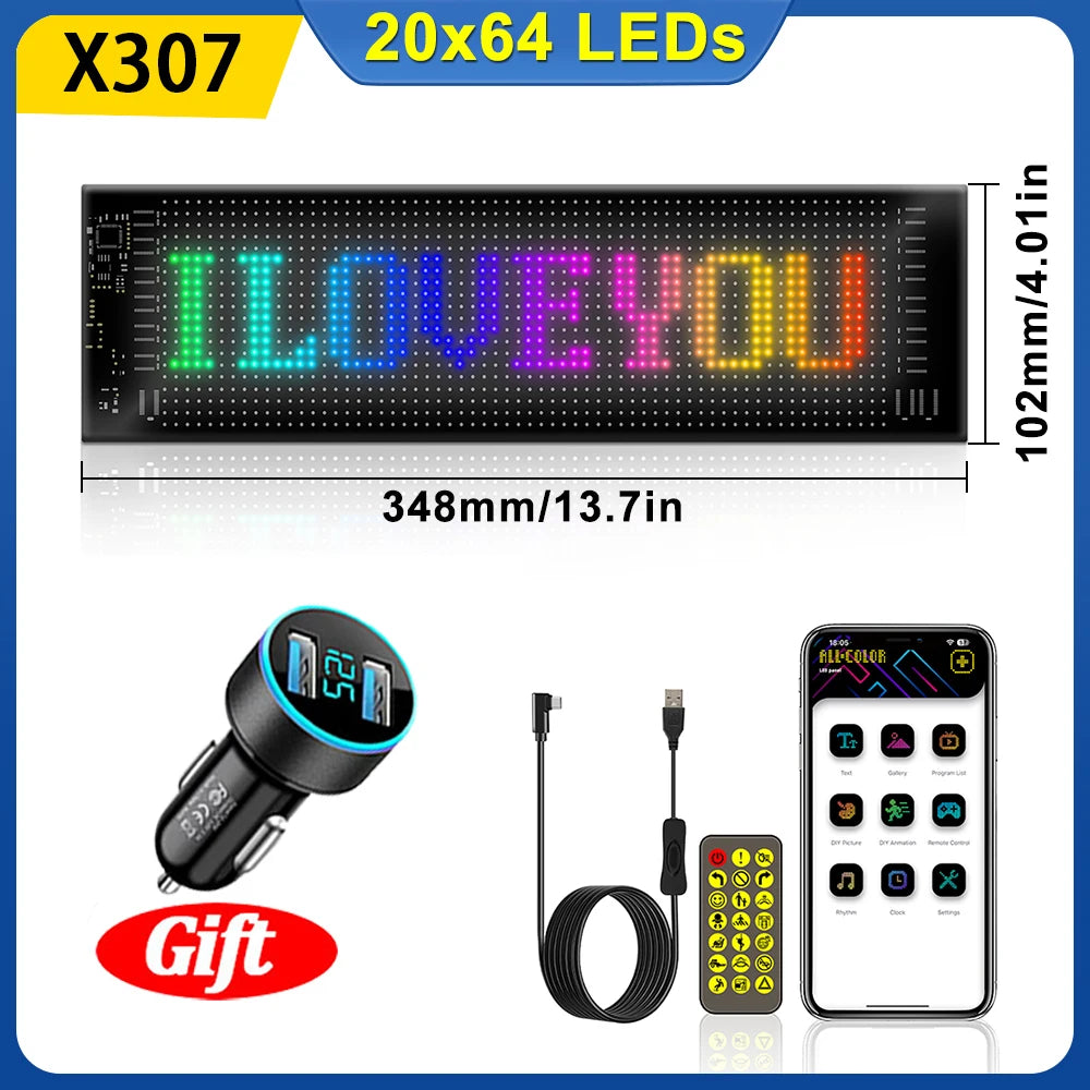 LED Matrix Pixel Panel Flexible Addressable USB 5V RGB Pattern Graffiti Scrolling Text Animation Display Car Shop Bluetooth APP