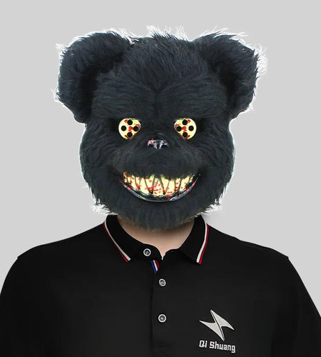 Luminous Halloween Scary Mask Bear Rabbit Bunny Mask, Bloody Plush Head Mask, Cosplay Costume Props Halloween Party Itaewon 이태원