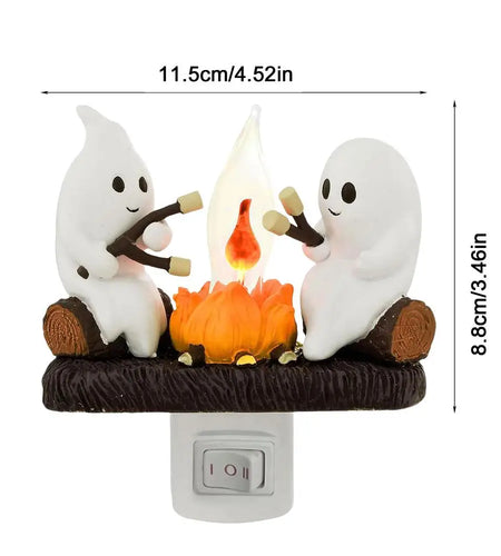 New Fashionable Ghost Campfire Nightlight Ghost Campfire Flickering Plug in Night Light Halloween Ghost Pumpkin Night Light