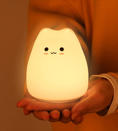 Kids Night Light Cat Lamp,  Kitty Night Light for Kids Silicone Kawaii Lamp Cute Nightlight for Toddler Baby Girl Birthday Gifts, Halloween Christmas Gifts
