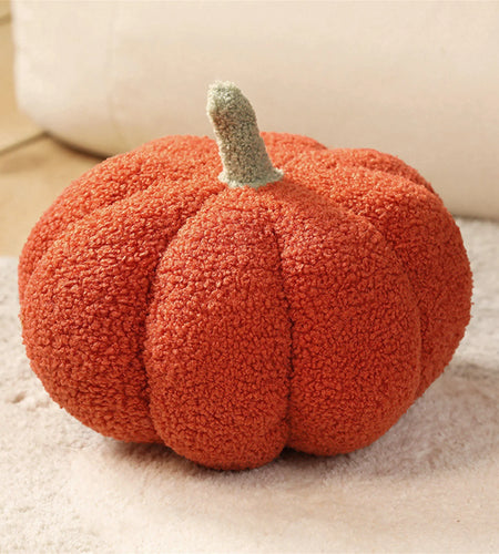 Pumpkin Throw Pillow, Super Fluffy Pumpkin Plush Stuffed Toy Halloween Pumpkin Cushion