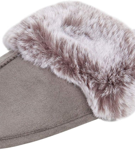 Women'S Comfy Faux Fur House Slipper Scuff Memory Foam Slip on Anti-Skid Sole