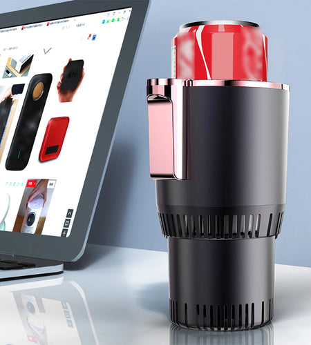 Smart Car 2-In-1 Hot and Cold Cup Drinks Holder Home Fast Refrigeration Cooling/Heating Mini Touch Screen Beverage Mug