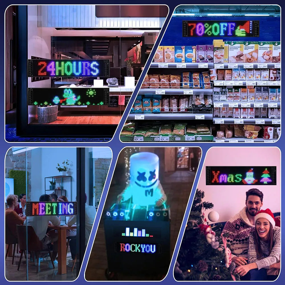 LED Matrix Pixel Panel Flexible Addressable USB 5V RGB Pattern Graffiti Scrolling Text Animation Display Car Shop Bluetooth APP
