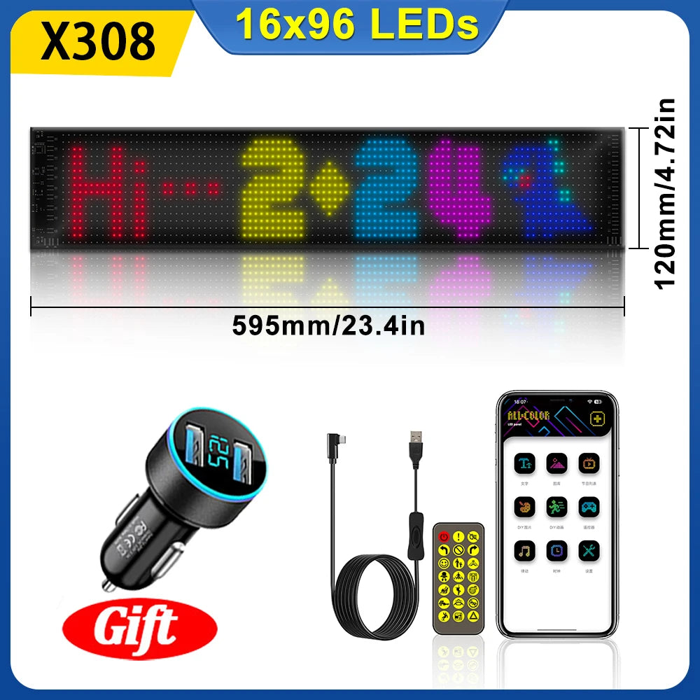 LED Matrix Pixel Panel Flexible Addressable USB 5V RGB Pattern Graffiti Scrolling Text Animation Display Car Shop Bluetooth APP