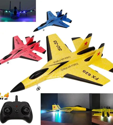 SU35 RC Plane FX620 FX820 2.4G Remote Control Flying Model Glider Airplane with LED Lights Aircraft Foam Toys for Children Gifts