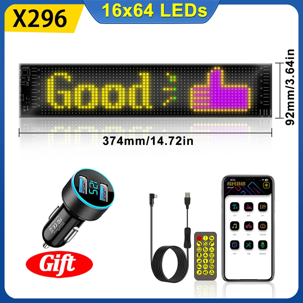 LED Matrix Pixel Panel Flexible Addressable USB 5V RGB Pattern Graffiti Scrolling Text Animation Display Car Shop Bluetooth APP