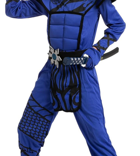 Dragon Scales Blue Ninja Costume Perfect for Halloween Parties, Ninja Themed Parties, Halloween Dress Up, Xmas Birthday Party