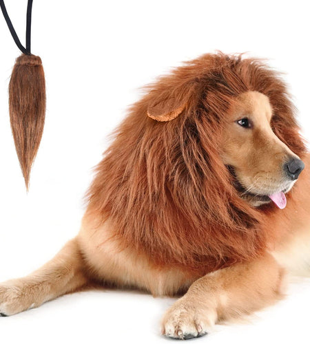 Lion Mane for Dog Costumes, Realistic Wig for Medium to Large Sized Dogs (Dark Brown)
