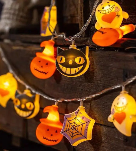 Halloween Lights Pumpkin Bat Spider Ghost Halloween String Lights Halloween Decorations Fairy Light Home Yard Window Decor